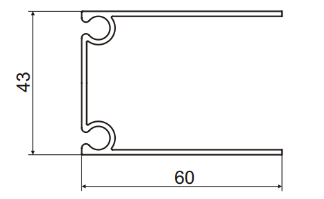 ALS-787014 Профили для ворот, шлагбаумов, раздвижных и металлических дверей