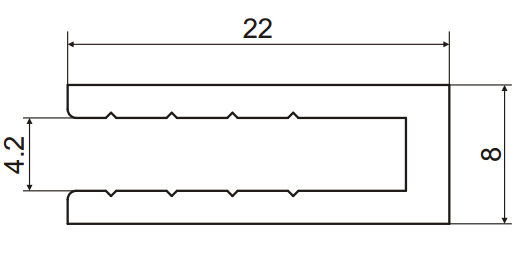 ALS-7P-1387 станочный конструкционный профиль 22х8